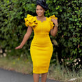 D575 cross-border independent station fashion summer women's beaded ruffle sleeve bodycon party dress african dress
