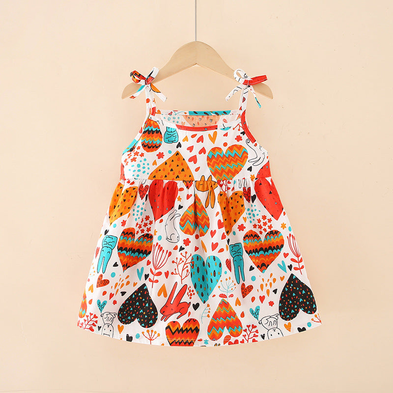 Girls' dress - kids' trendy princess sundress -  summer korean style floral dress