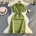 Chic and stunning green dress for women,  summer new arrival, french high-end elegant socialite chanel-inspired knitted dress