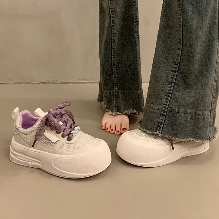 Best sellingthick soleplatform shoeswhite shoes women's height increasingniche style sneakers 2026 super popular new spring summer casual sports shoes