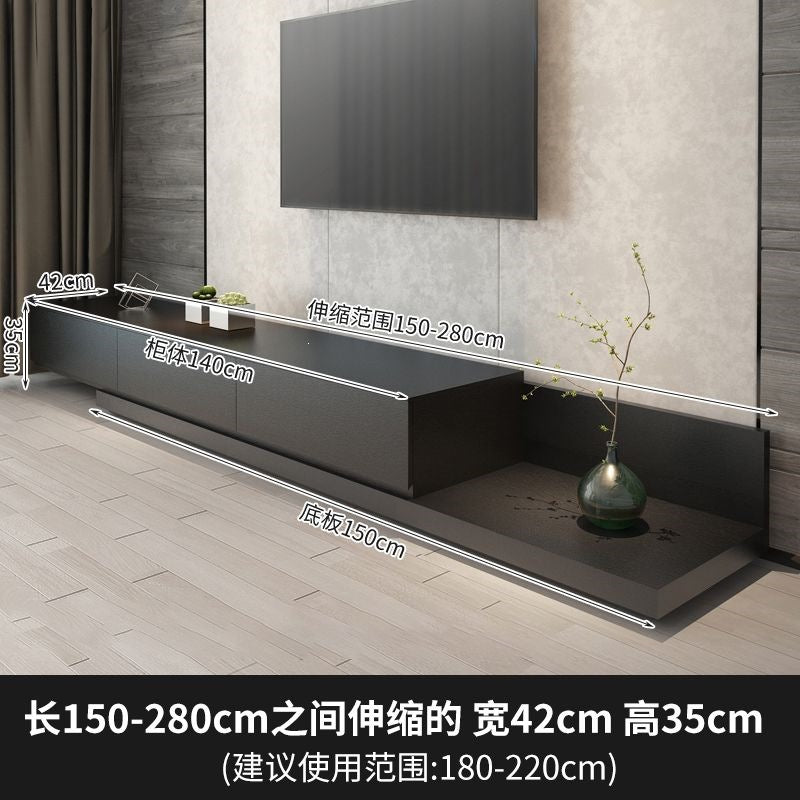 Minimalist extendable tv stand - space-saving, floor-standing coffee table for small apartments - modern, light luxury floating floor cabinet for living room