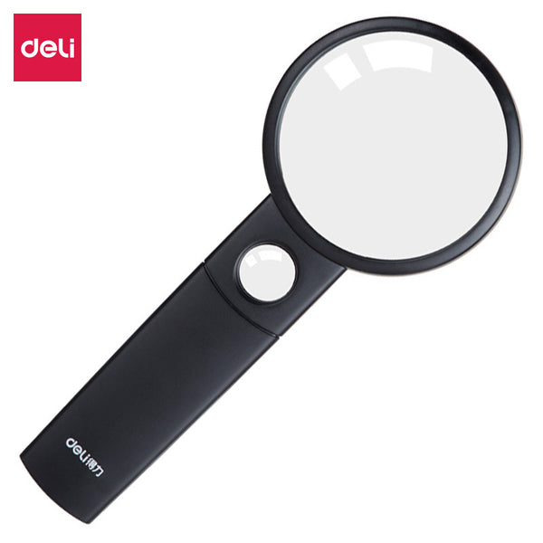 Deli 9090 magnifying glass handheld 2.5 times elderly newspaper reading magnifying mirror 5 times children's observation mirror wholesale