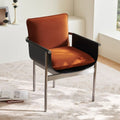 Italian normcore fabric dining chair designer house restaurant saddle leather single chair for home tea room armrest desk chair