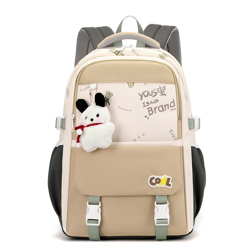 Junior high school schoolbag female ins college style primary school students 5th-6th grade backpack cute splicing American retro backpack