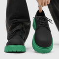 Shoes niche style design ins style casual leather shoes men's high-end sense of heighteningthick sole color matching mickey big toe derby shoes