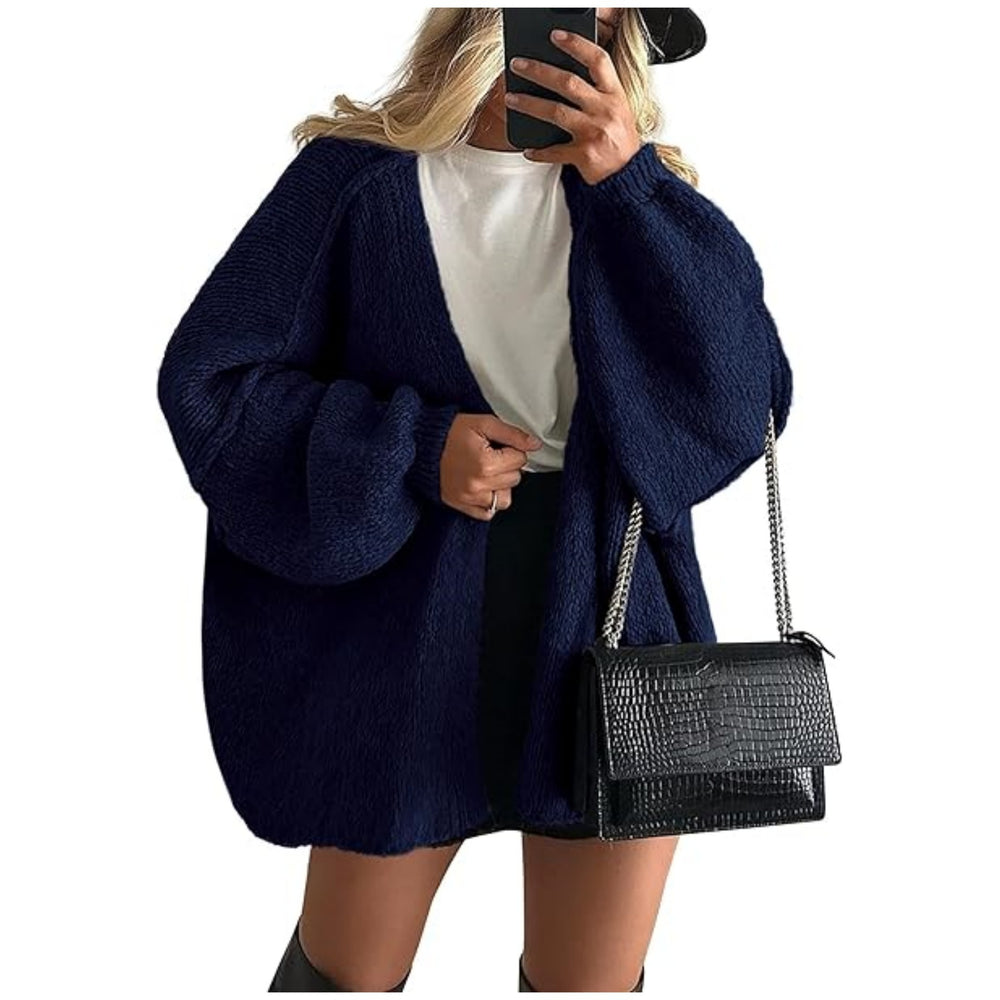 2025 fall/winter new european and american cross-border commute women's knitted top, european and american casual sweater cardigan, loose fit open front