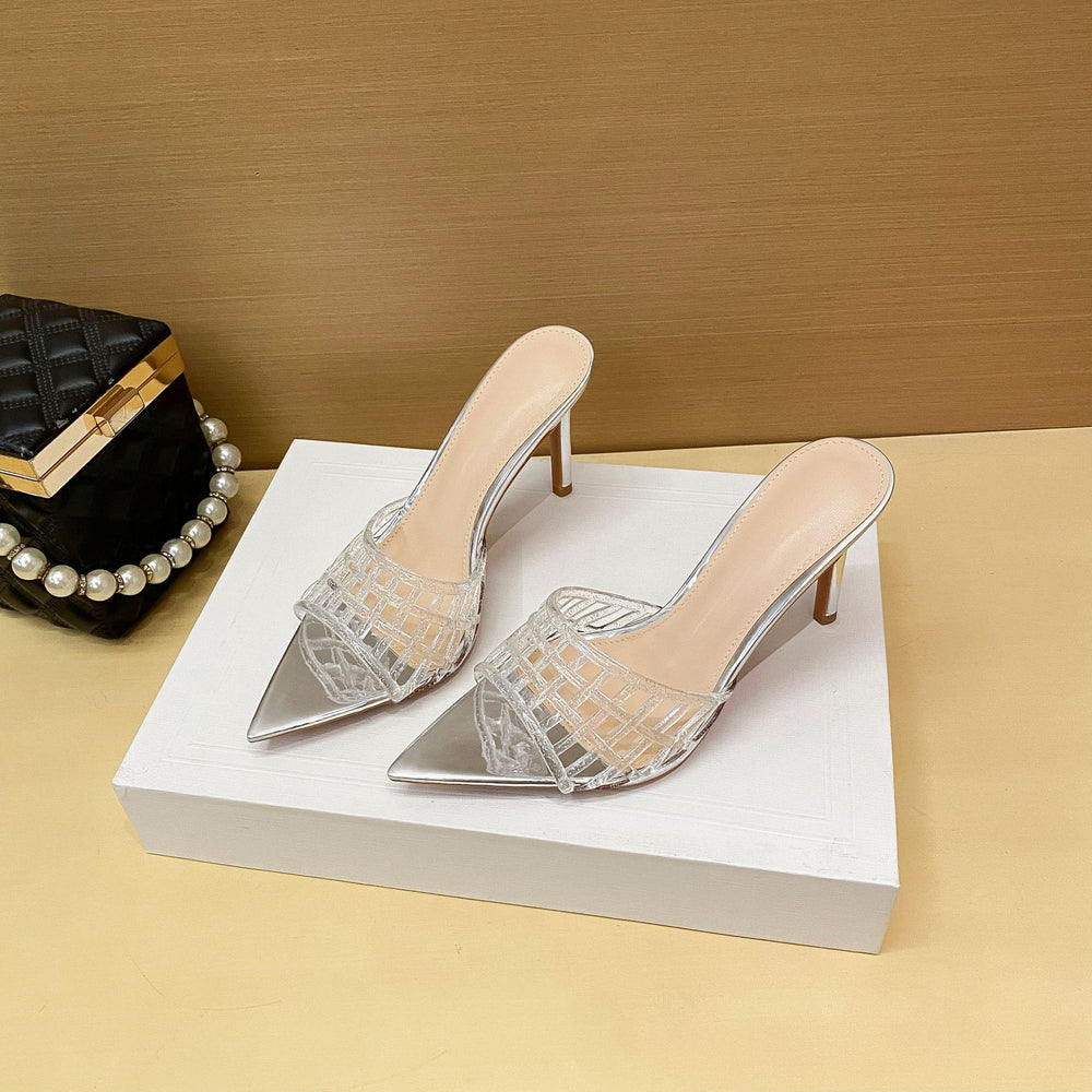 Yx transparent high heels women's summer 2026 new pointed toe stiletto sandals versatile slimming niche design fashion women's shoes