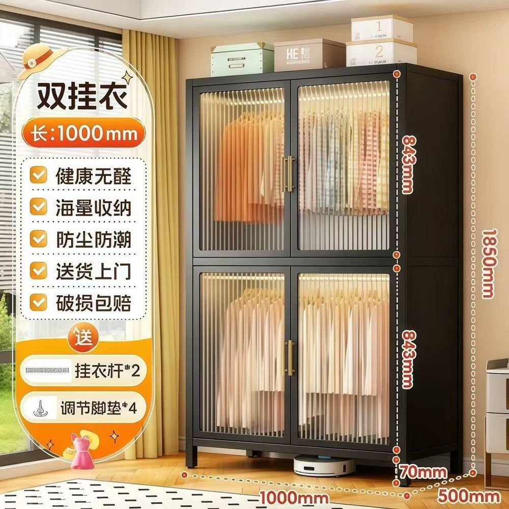 Large capacity steel wardrobe bedroom for home wardrobe rental metal floor standing clothes rack simple assembly storage cabinet