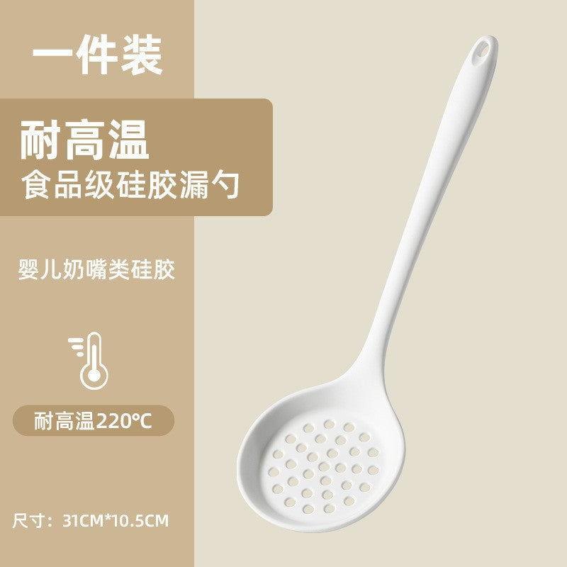 Silicone spatula, soup spoon, household cooking spatula, non-stick pan, kitchen utensils suit, food grade, high temperature resistant, cooking, milky white