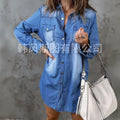 Amazon  fashion cross-border dress women's spring & fall  new single-breasted long-sleeved denim shirt
