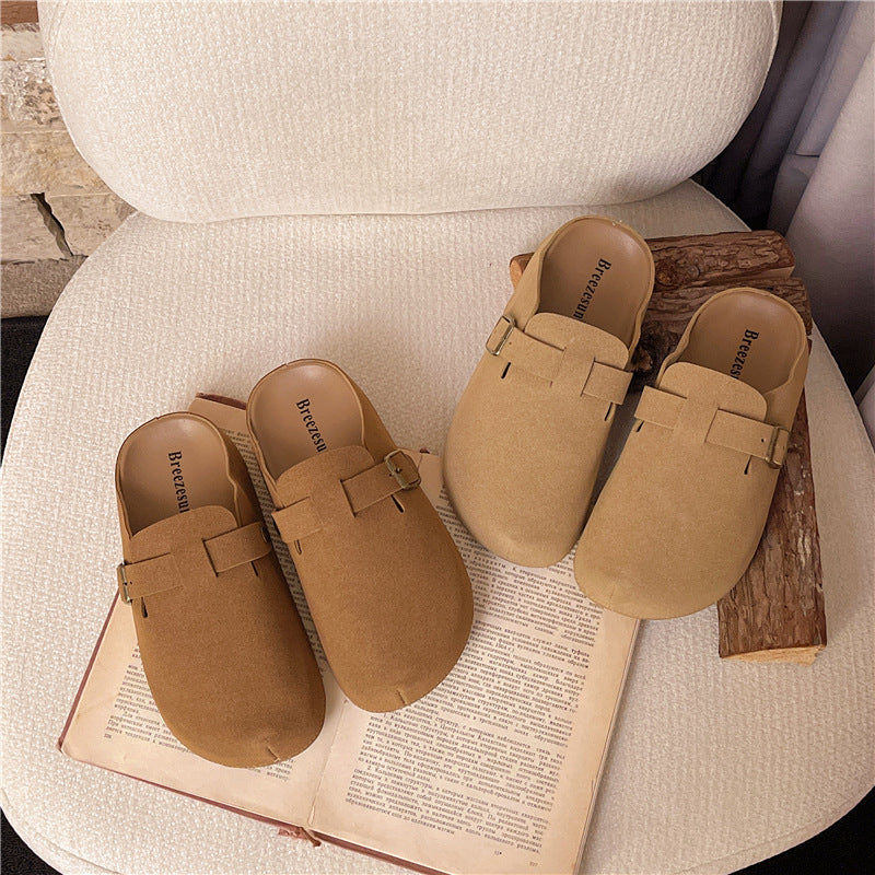 New arrivaloutwearthick sole birkenstock shoes slip-on toe cap lazy slippers women's shoes soft bottomjapanese styleeasiest for match shoes