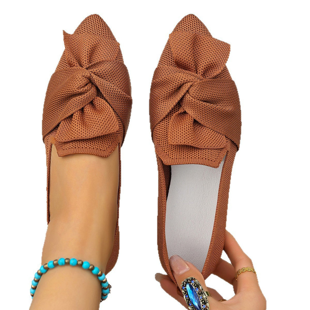 plus size spring autum pointed toe flatsflats new arrivalplus size fly woven slip-on casualflats women's shoes