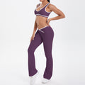 new color block criss-cross fitted brushed high-stretch yoga set - 5-piece running, fitness, and breathable training outfit