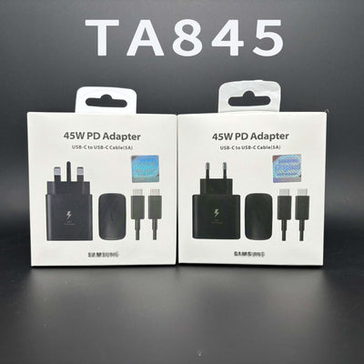 Original t845 charger, compatible with samsung phones, 45w european/uk plug, super fast charge 2.0 charging adapter