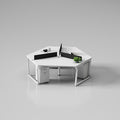 Office workstation desk set - creative 3-person irregular shaped desk and chair combination for multiple employees