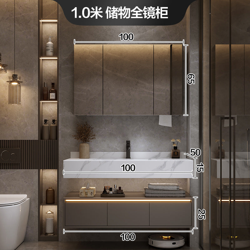 [Spot] Multifunctional storage rack, rock slab hot bending integrated basin, bathroom, washstand, face wash, bathroom cabinet combination