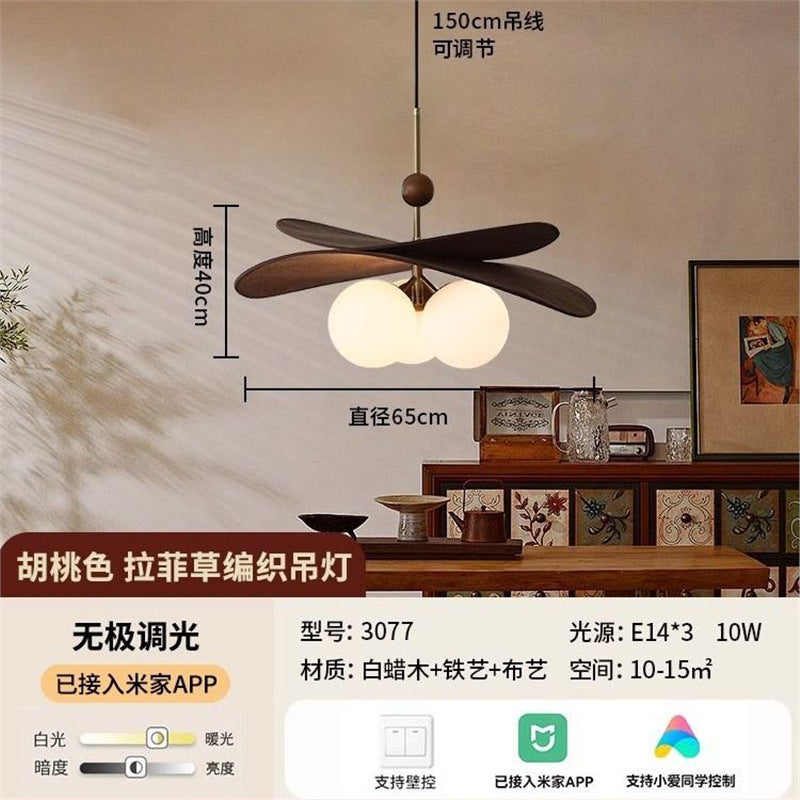 French medieval chinese ancient style rattan lamp restaurant japanese retro dining table chandelier bedroom master bedroom study balcony