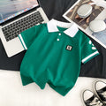 Kids' short-sleeve t-shirt, children's summer clothing, half-sleeve polo shirt, mid-to-large size boys' summer lightweight top, trendy yh style