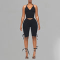 J25st089 european and american style cross-border women's spring and summer halter neck tie tube top backless bow pants solid color suit