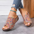 plus size patterned wedge sandals women's shoes summernew arrivalexport one-piece strap fish mouth slippers in stock wholesale