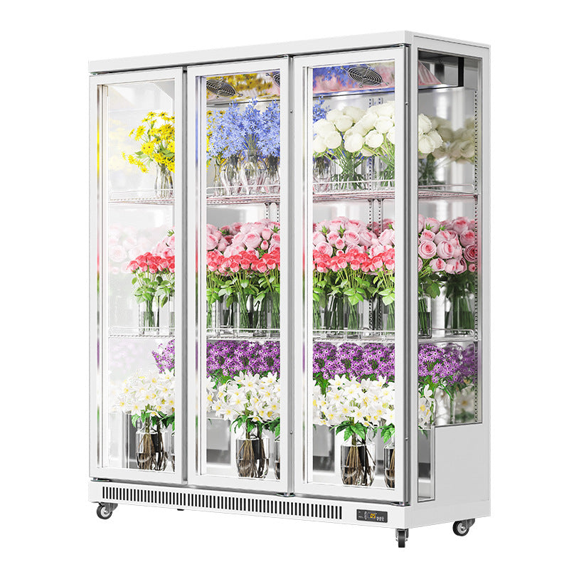 Huaer three-sided glass flower preservation cabinet display cabinet refrigerator stainless steel mirror freezer vertical flower refrigerator