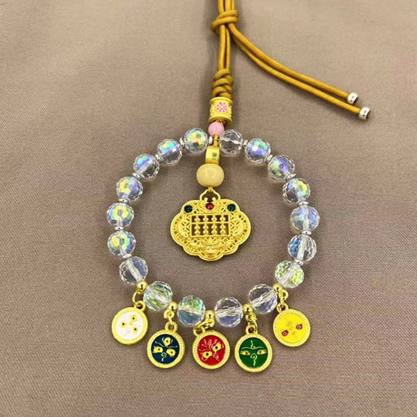 Lingyin same style five-way god of wealth car pendant colorful crystal safe abacus lock lucky bag high-end car decoration chinese style