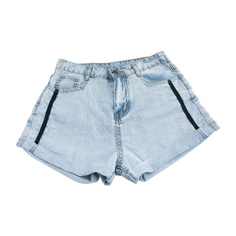 Xintang denim shorts women's summernew arrivalk-stylefashion washed blue gray three-quarter pants rolled feet silm shorts