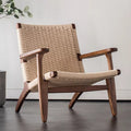 Scandinavian solid wood rope lounge chair single sofa chair b&b hotel lazy chair balcony casual saddle chair reading chair