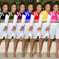 X6001 cross-border   fashion women's long-sleeved cropped jacket with lined shorts three-piece set