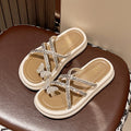 High-end sandals for women, perfect for wearing outdoors. new summer styles, trendy and popular, featuring rhinestone butterfly embellishments, thong design, and chunky platform soles
