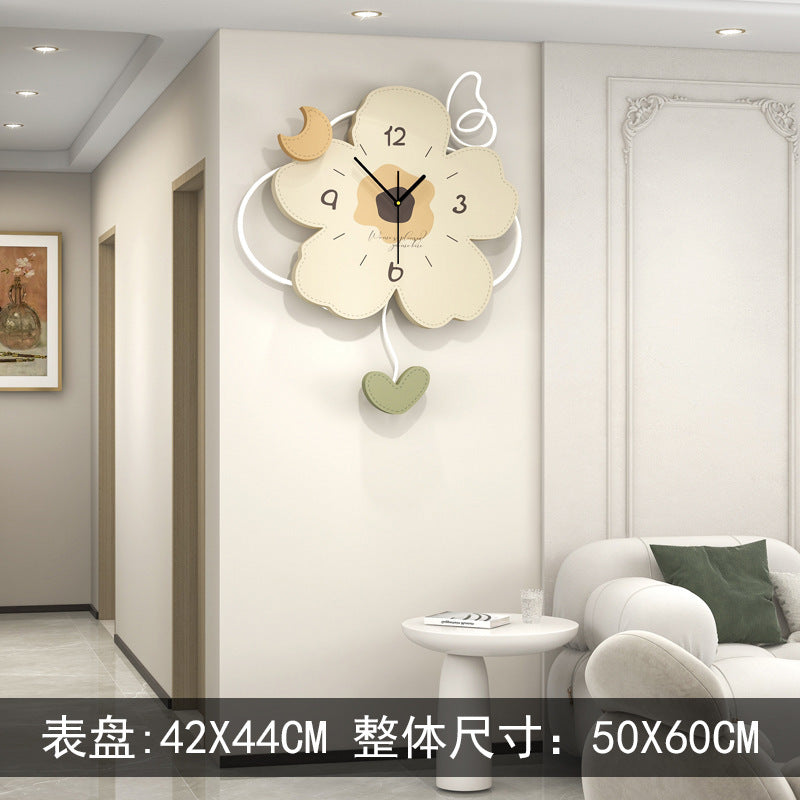 Clock wall clock living room Internet celebrity home lighting decoration home fashion creative clock wall cream wind advanced sense
