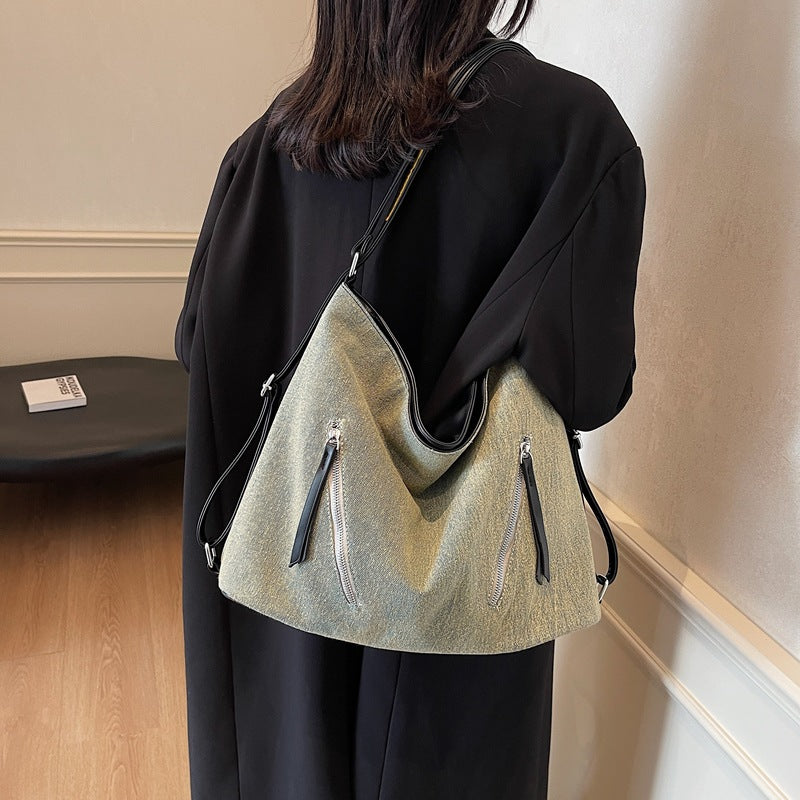 Cross-border high-quality textured bag women's large-capacity 2025 new popular fashion backpack multi-functional messenger bag