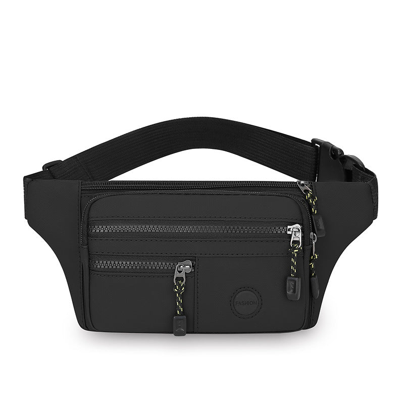 Solid color simple and lightweight men's breast bag multi-layer portable cash register fanny pack PU leather film casual going out shoulder messenger bag