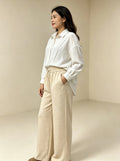 cross-border fashion women's casual comfortable versatile white long-sleeve shirt and casual pants set