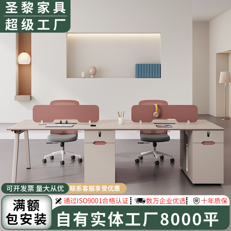 Saint li staff office desk and chair set - minimalist computer desk, employee desk, office workstation