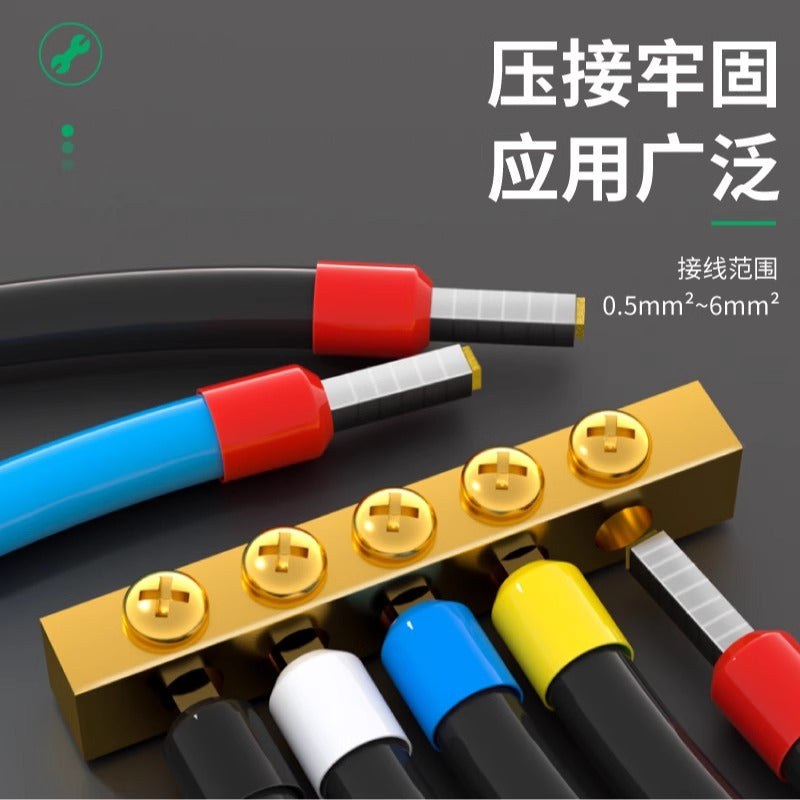 Cold-pressed terminal block set, including ve tube terminal connectors, crimping pliers, needle-type wire terminals, copper socket crimping caps, and connectors