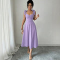 european and american cross-border chic french design vacation purple dress