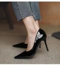 Nude high heels for women 2025 new arrival small fragrant elegant pointed toe hidden heelflats shoes patent leather work flats
