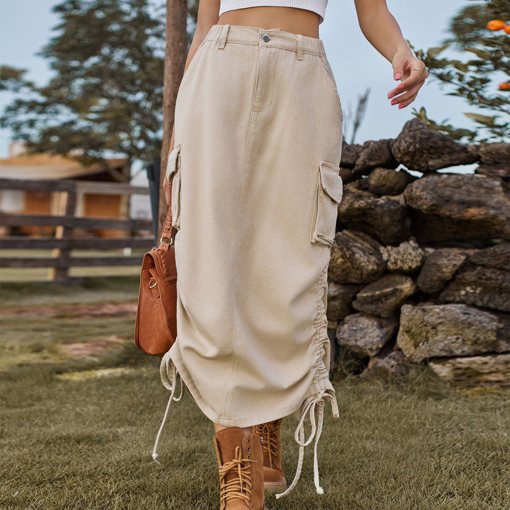 European and american clothing american cross-border foreign trade unique  new denim workwear skirt casual mid-length skirt trendy