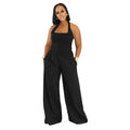 C7390 cross-border   fashion women's casual loose backless halter solid color jumpsuit