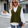 Fashion cross-border export  independent station new arrivalvest retro twist pullover shirt v-neck sleeveless sweater for women