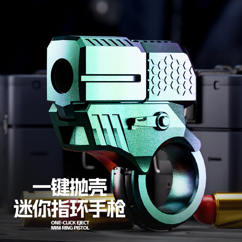 New arrival cross-border alloy adult creative trendy alloy finger gun can launch shell ejection soft bullet gun folding toy gun