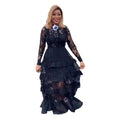 supply fashionlace shirt collar long sleeves fungus patchwork multi-layer cake long skirt matching brooch long skirt