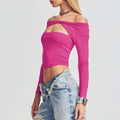 cross-border e-commerce american streetwear trendy t-shirt - spring/summer off-the-shoulder cutout backless top for women