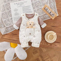 Autumn/winter thickened warm baby clothes set, cute infant overalls two-piece winter outfit