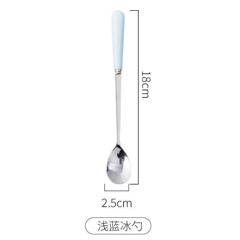stainless steel tableware spoon, stirring spoon, long-handled soup spoon, household children's spoon, western food dessert coffee spoon wholesale
