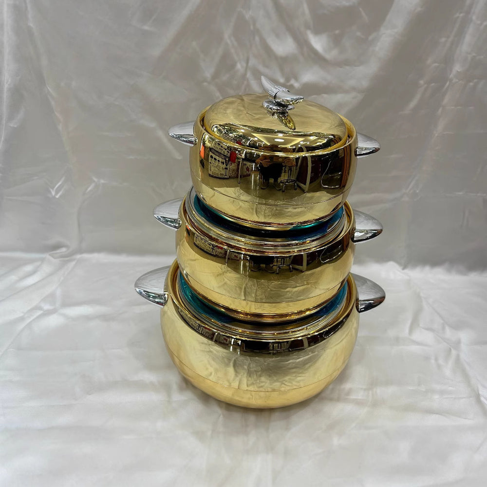 3pcs gold-plated and silver-plated 3-piece thermal insulation box 1l-2l-3.5l