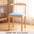 Natural wood color | upgraded & reinforced [high-elasticity sponge] blue cotton linen seat