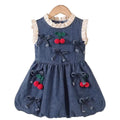 Children's clothing cross-border european and american girls bows denim dress infant dress