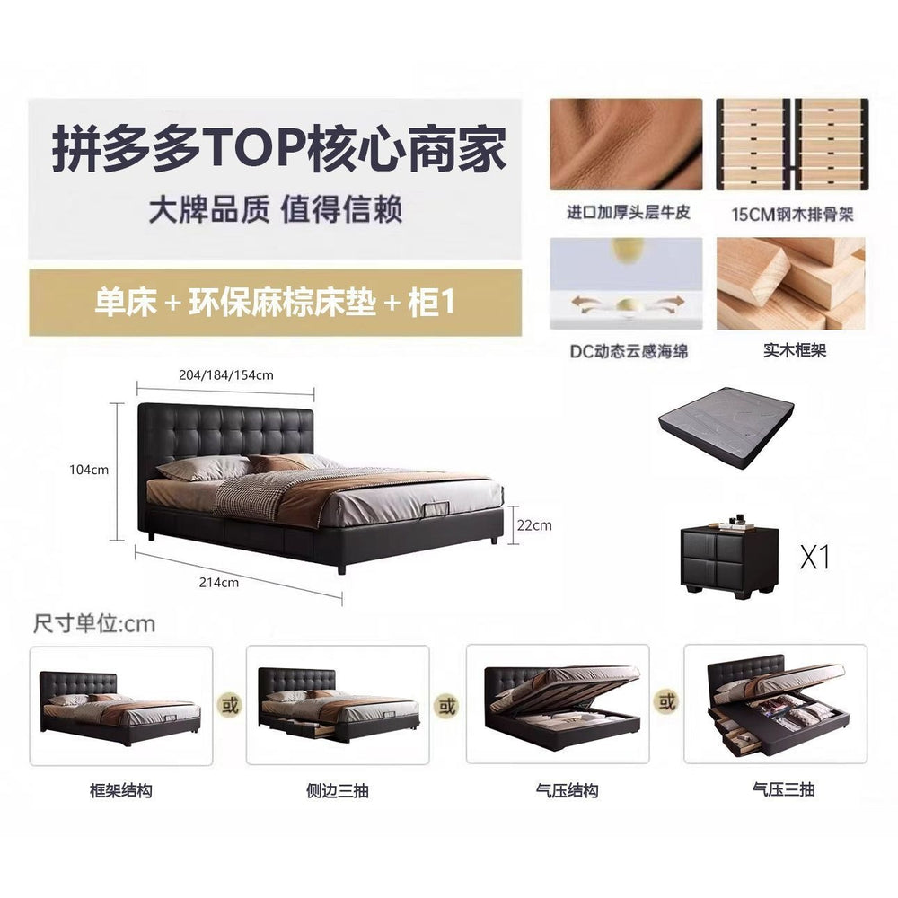 Big tree island home french retro storage waffle grids bed master bedroom bed italian light luxury black medieval style bed high box